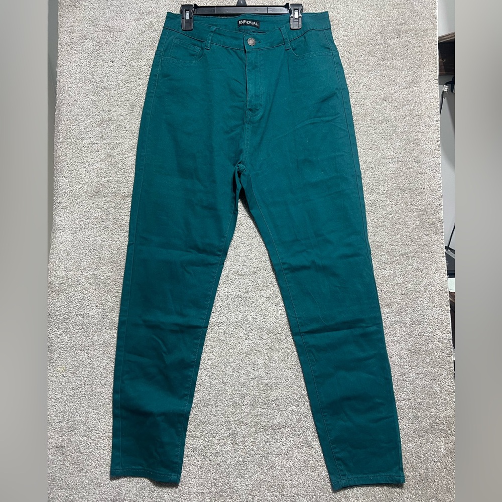 Emperial Woman’s Green Cotton Spandex Straight leg pants Plus Size 2XL